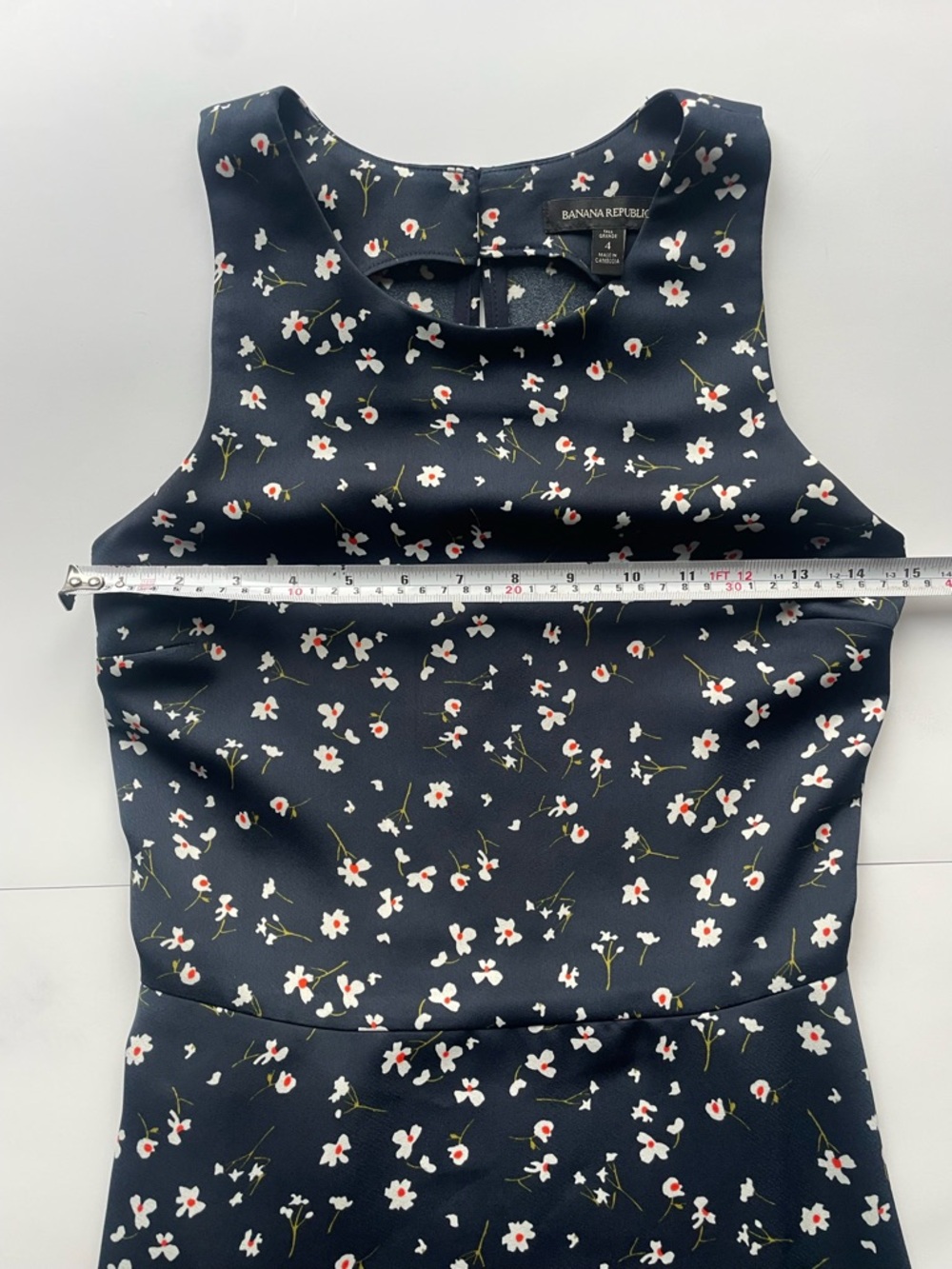 Banana Republic Floral Midi Dress Navy White Fit and Flare Size 4 - Picture 5 of 9